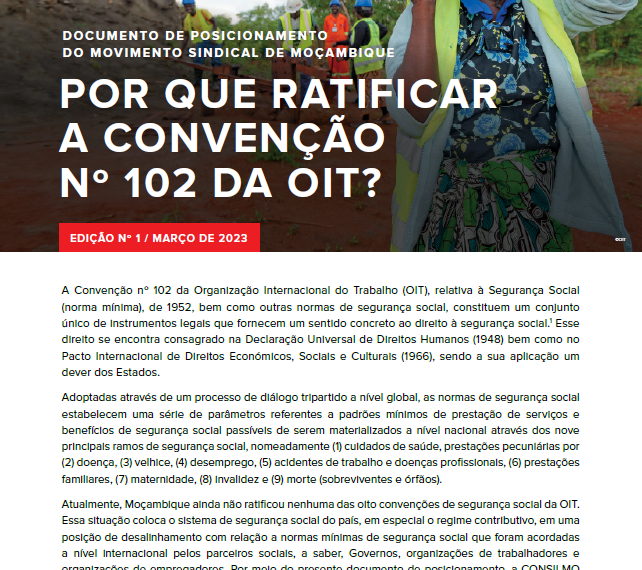 Organizações de trabalhadores unem forças e lançam campanha nacional para ratificação da Convenção 102 em Moçambique